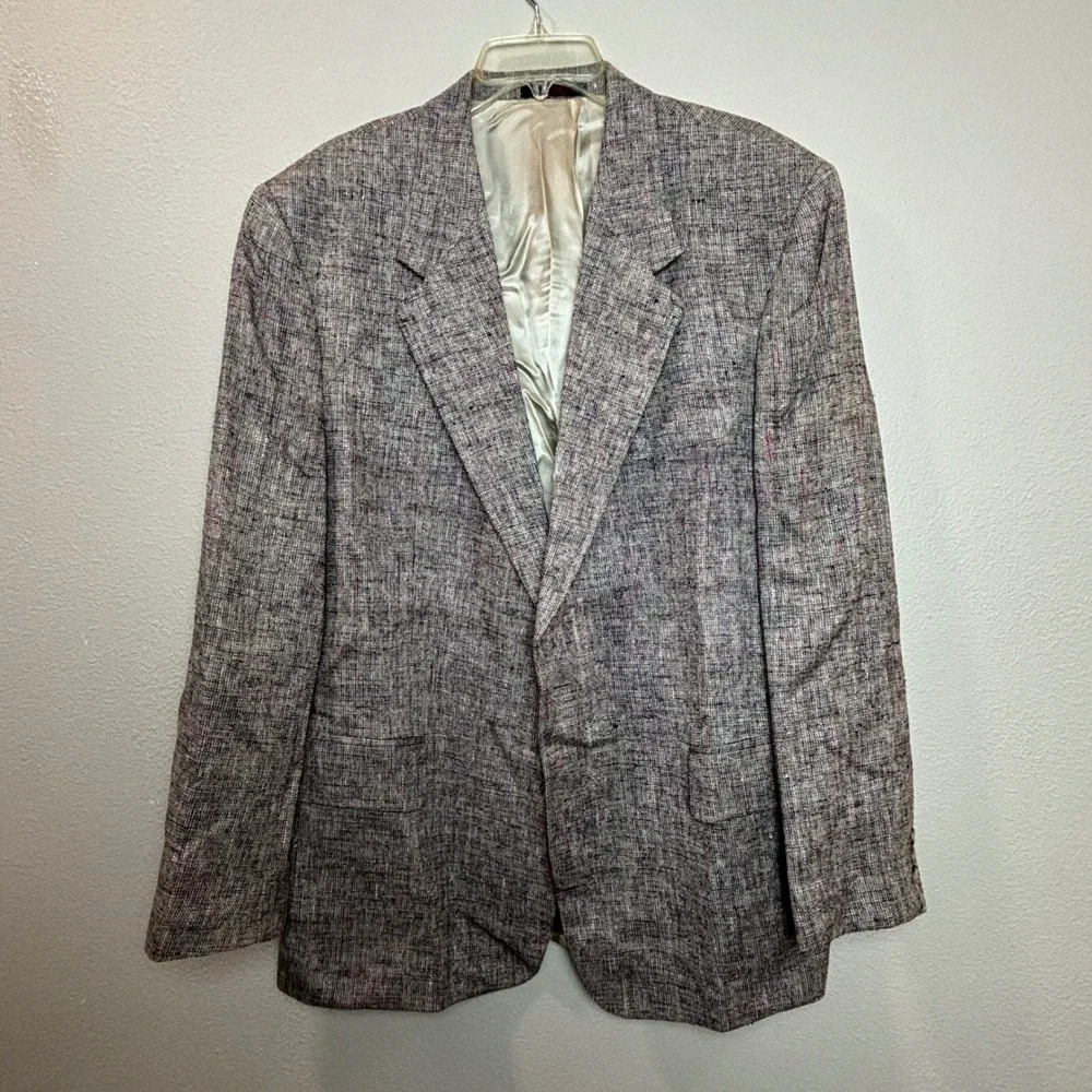 John Weitz Sport Coat Mens 44R Grey Multi 100% Silk Tweed Confetti Blazer Jacket
